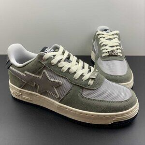 NWT Bape Sta Low Unisex ArmyGreen And Gray Unisex Shoes